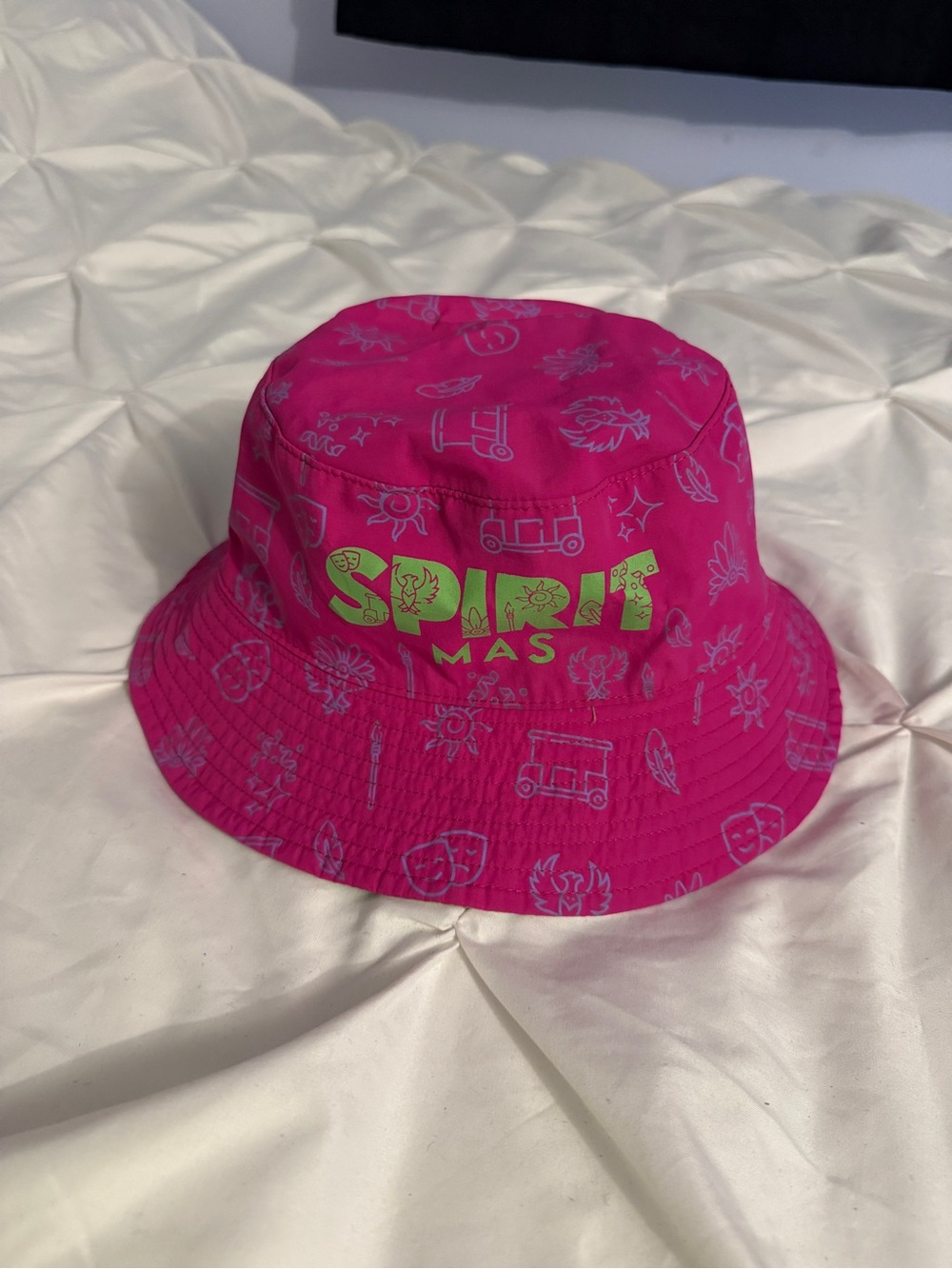 Pink Graphic Green Solid Spirit Mas Reversible Bucket Hat
